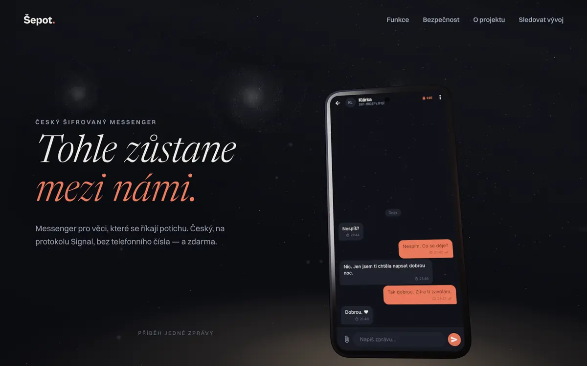 Náhled webu Šepot